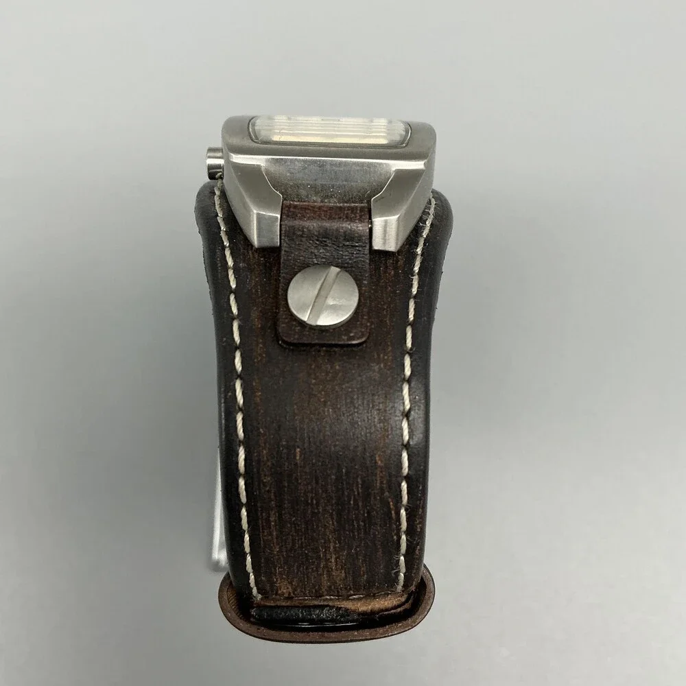 Fossil JR-8130 Mens Watch 25mm Silver Dial Brown Leather Bund Date New Battery